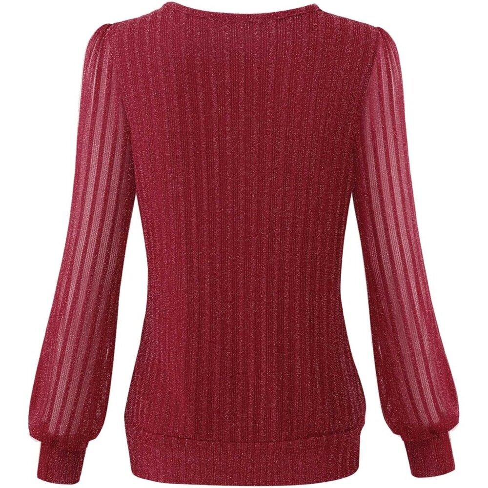 Women's Long Sleeve Pleated Front Fitted Blouse Top Sleek Elegant Casual - Picture 3 of 6